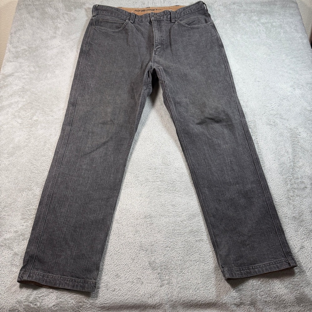 Duluth Trading Flex Ballroom Jeans Men 40x31 (Tag 38x32) Gray Straight Leg Work